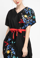 BLACK 花 HANA Embroidery Kimono Dress