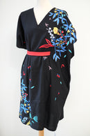 BLACK 花 HANA Embroidery Kimono Dress