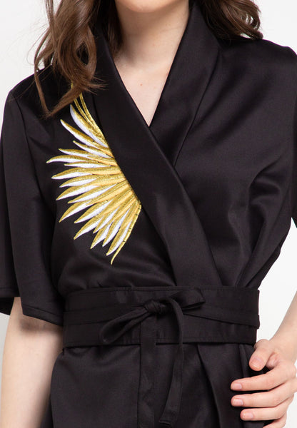 GOLDEN WINGS Black Kimono Top