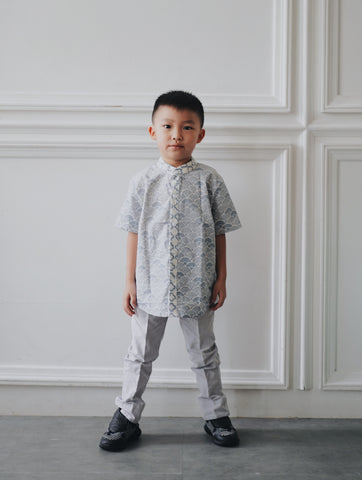 SEIGAIHA せいがいは Batik Boy Shirt Grey