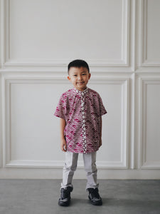 SEIGAIHA せいがいは Batik Boy Shirt Burgundy