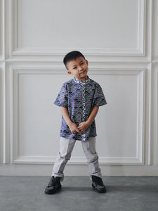 SEIGAIHA せいがいは Batik Boy Shirt Navy