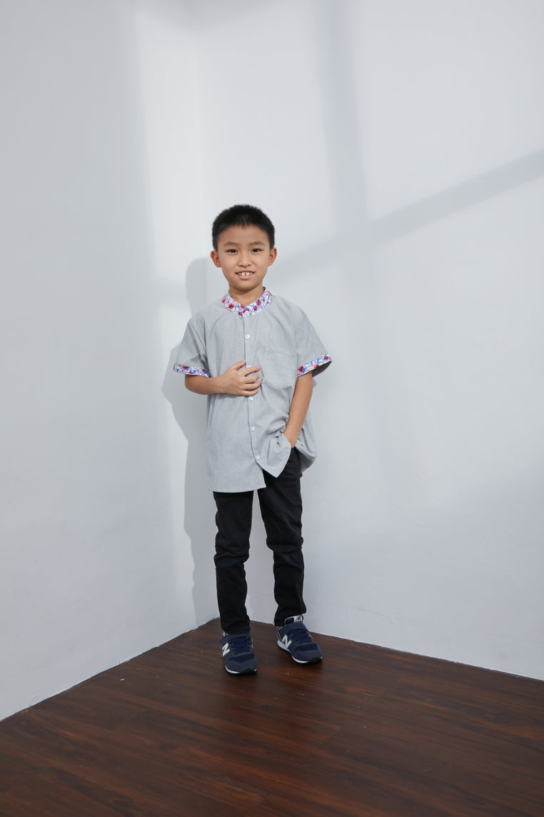 CHERRY BLOSSOM Grey Boy Shirt