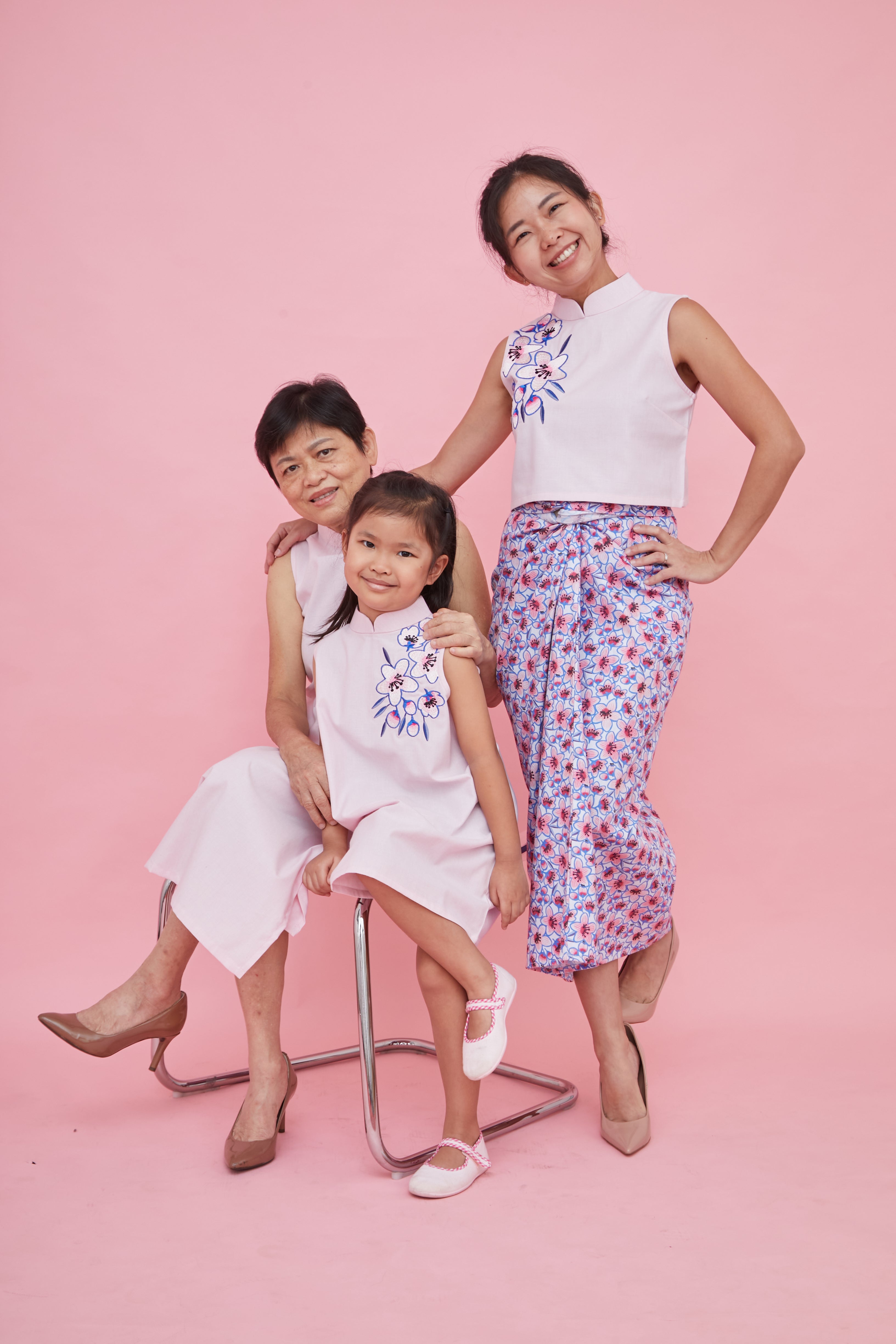 CHERRY BLOSSOM Embroidery Pink Girl Dress