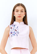 CHERRY BLOSSOM Embroidery Pink Crop Top