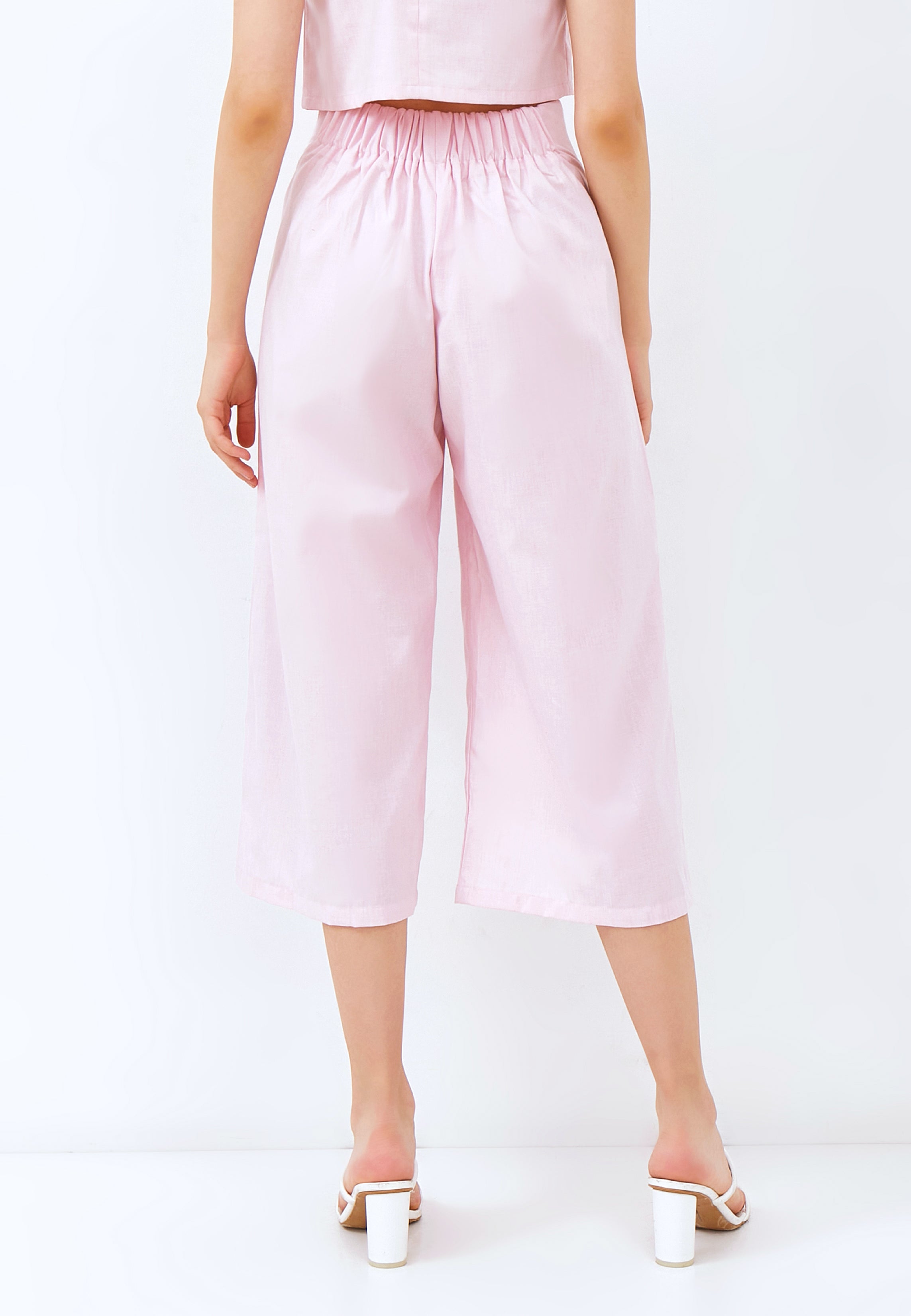 CHERRY BLOSSOM Embroidery Pink High Waist Pants