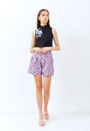 CHERRY BLOSSOM Embroidery Black Crop Top