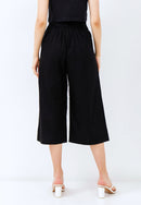 CHERRY BLOSSOM Embroidery Black High Waist Pants
