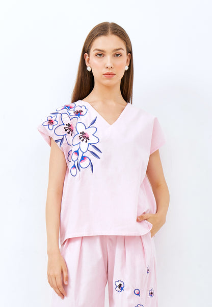 CHERRY BLOSSOM Embroidery Pink Multiway Top