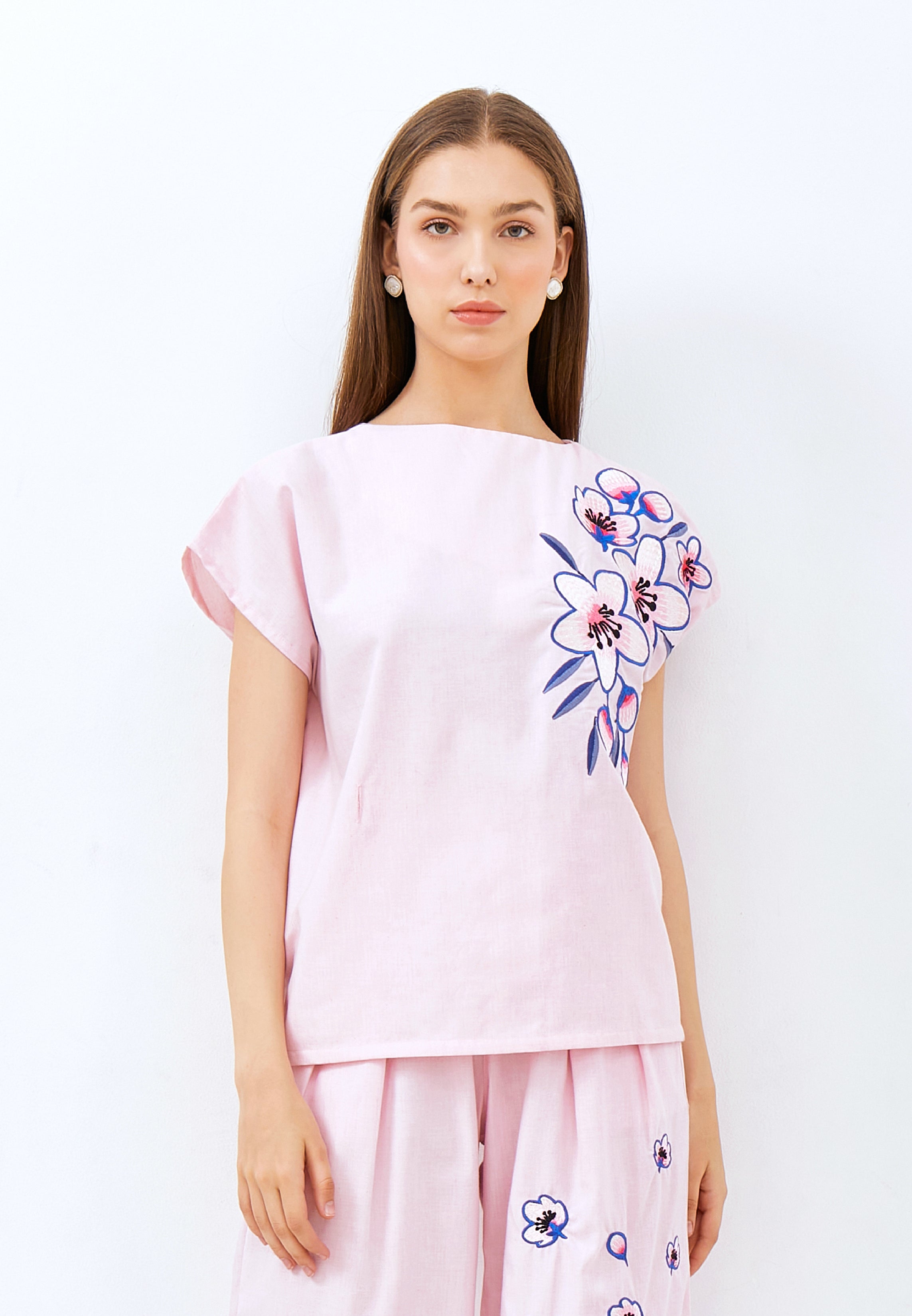 CHERRY BLOSSOM Embroidery Pink Multiway Top