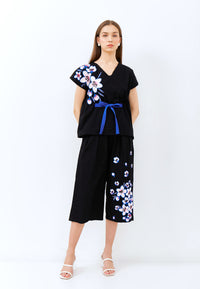 CHERRY BLOSSOM Embroidery Black Multiway Top