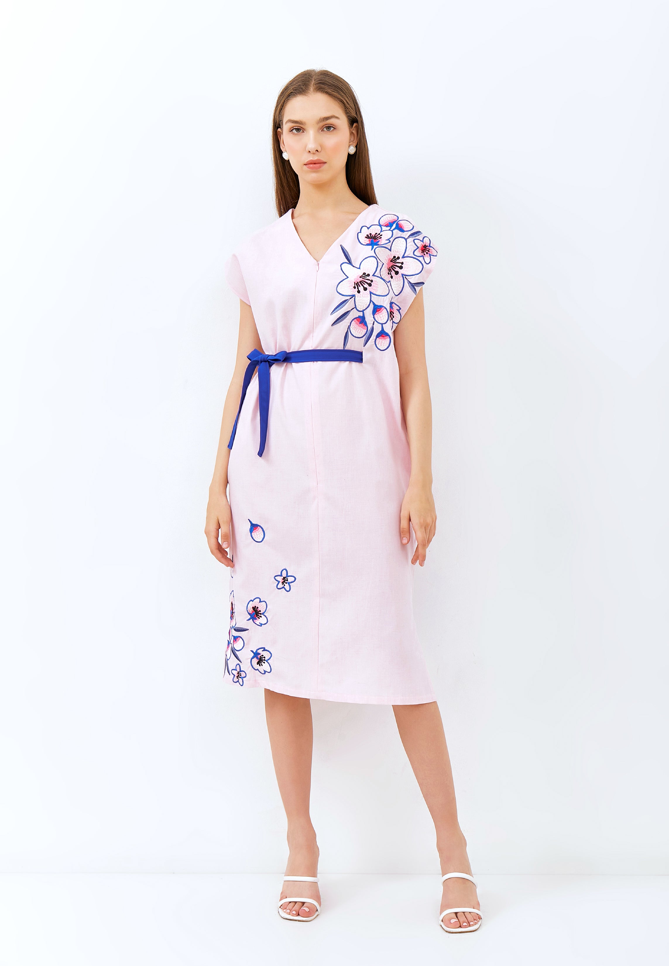 CHERRY BLOSSOM Embroidery Pink Kimono Straight
