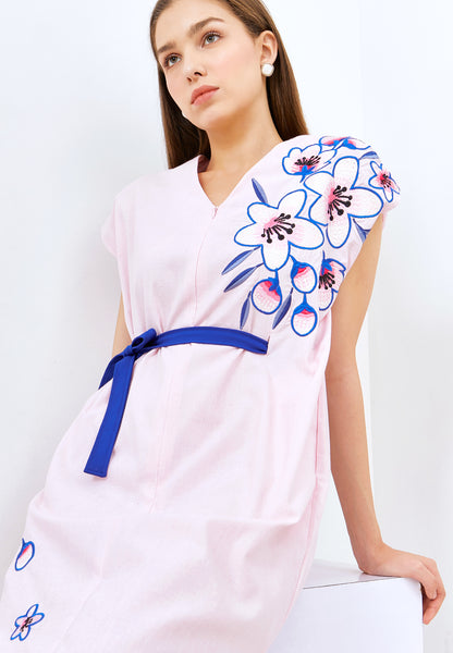 CHERRY BLOSSOM Embroidery Pink Kimono Straight