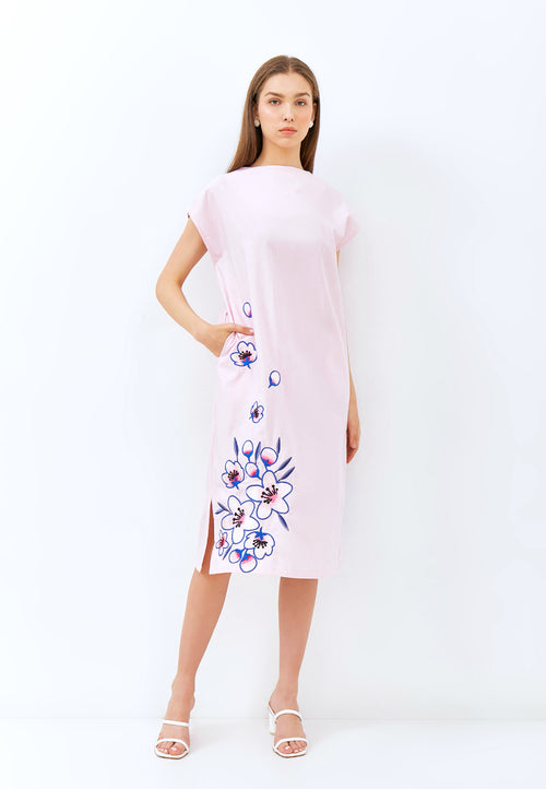 CHERRY BLOSSOM Embroidery Pink Kimono Straight