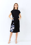 CHERRY BLOSSOM Embroidery Black Kimono Straight