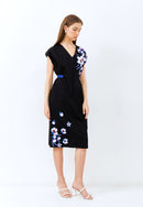 CHERRY BLOSSOM Embroidery Black Kimono Straight