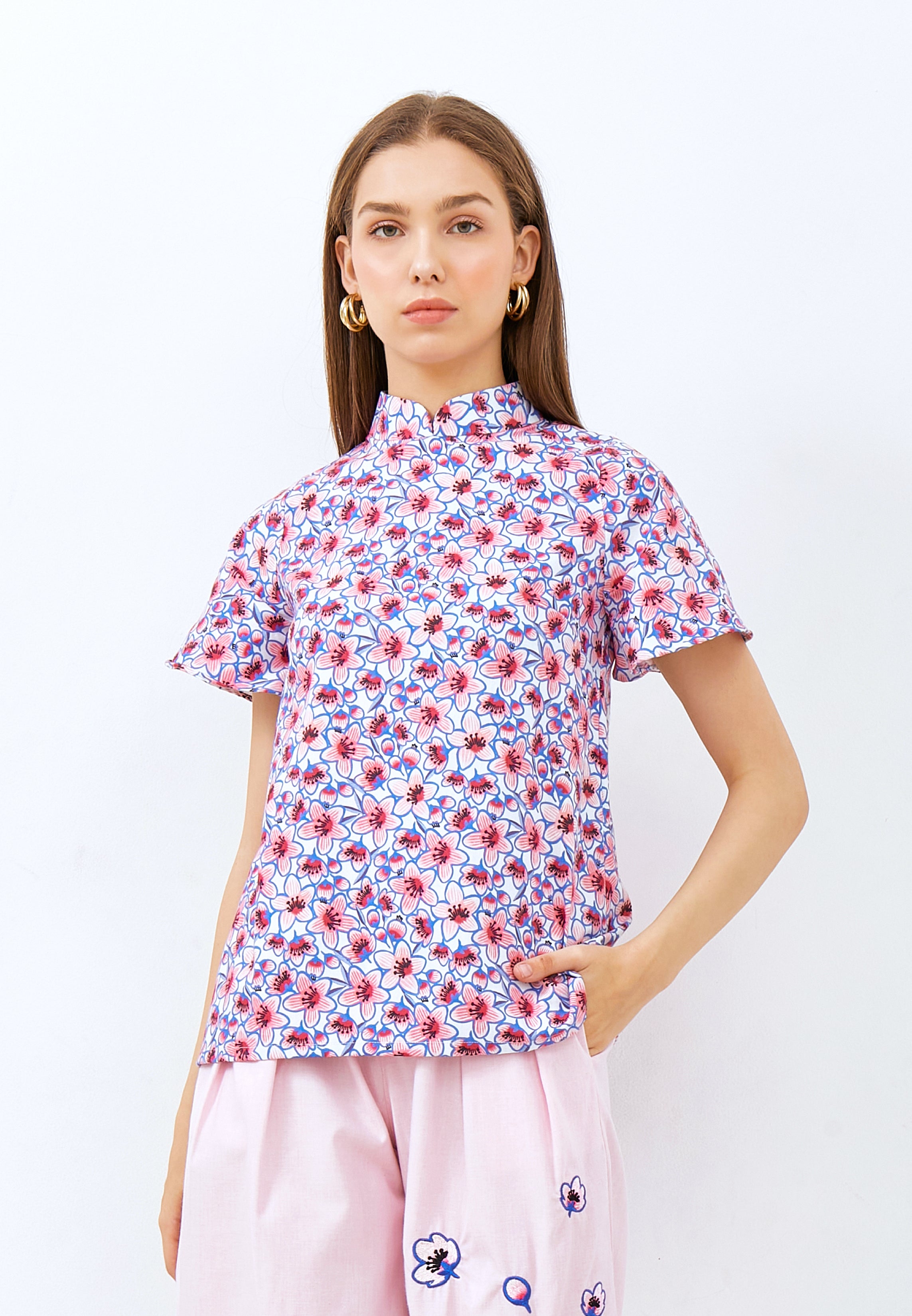 CHERRY BLOSSOM Sleeve Cheongsam Top
