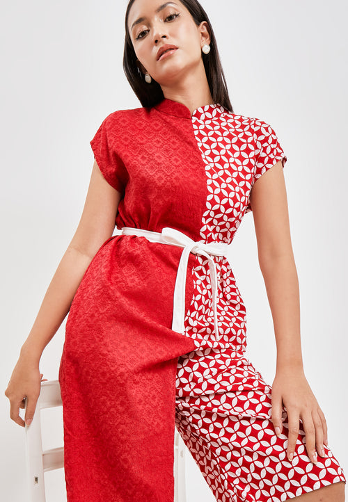 KAWUNG TILES RED Batik Jumpsuit