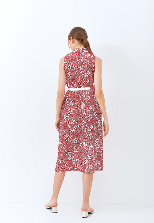 SAKURA さくら RED Batik Midi Cheongsam Dress