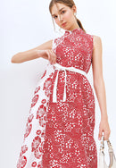 SAKURA さくら RED Batik Midi Cheongsam Dress