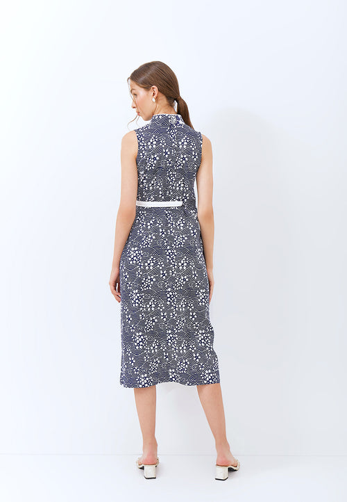 SAKURA さくら NAVY Batik Midi Cheongsam Dress