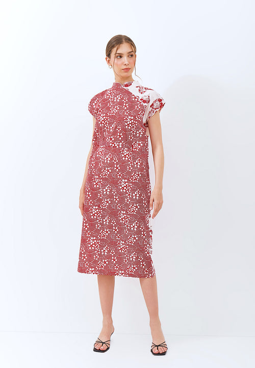 SAKURA さくら RED Kimono Cheongsam BATIK