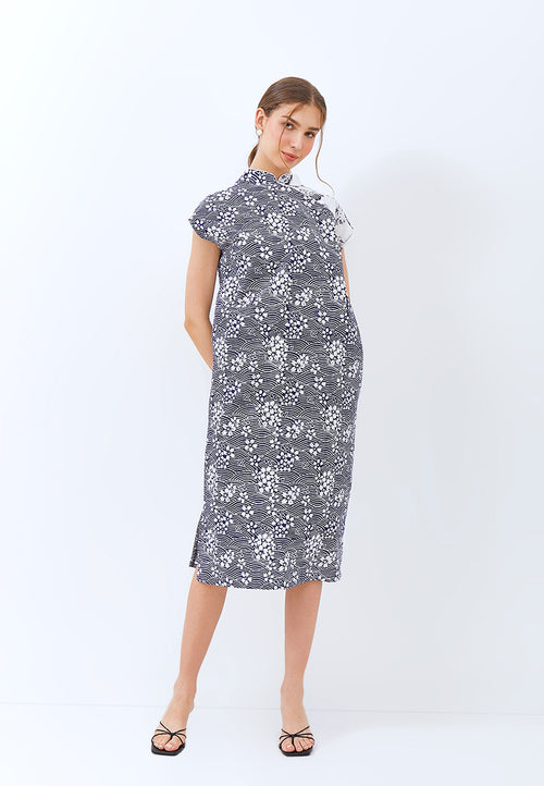 SAKURA さくら NAVY Kimono Cheongsam BATIK
