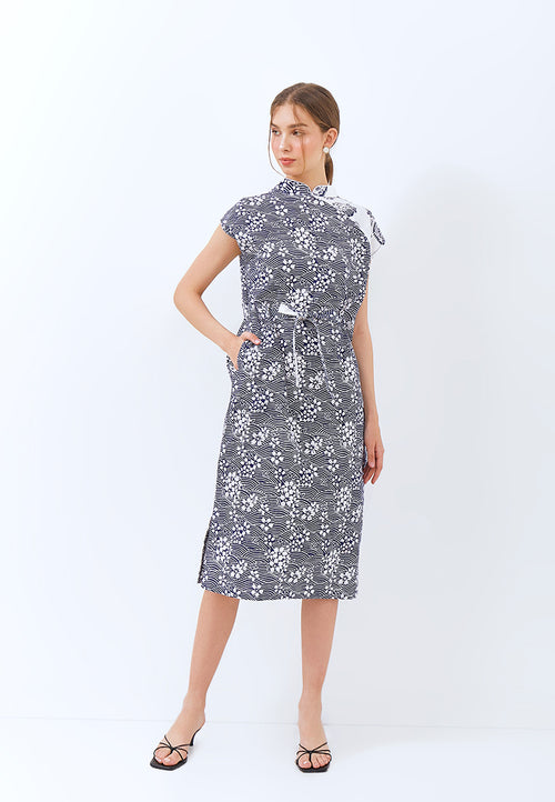 SAKURA さくら NAVY Kimono Cheongsam BATIK