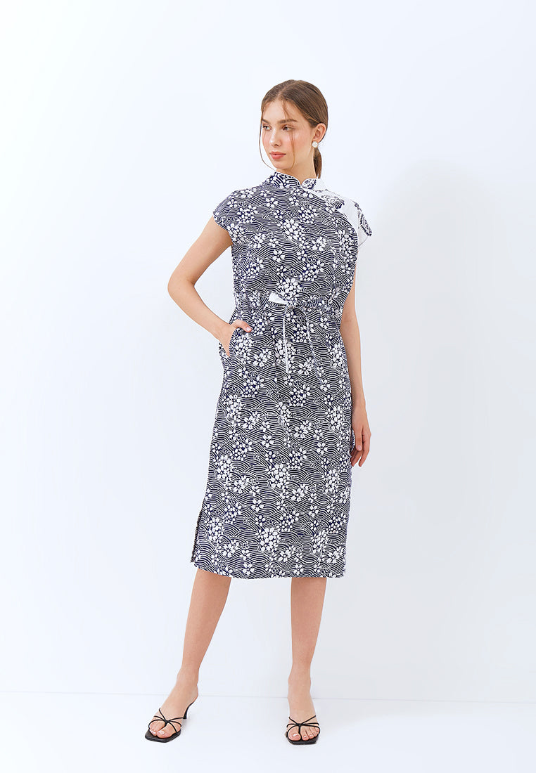 SAKURA さくら NAVY Kimono Cheongsam BATIK