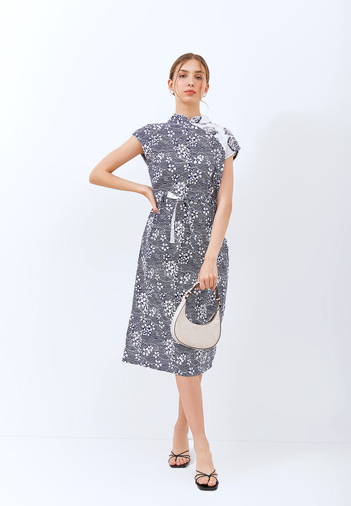 SAKURA さくら NAVY Kimono Cheongsam BATIK