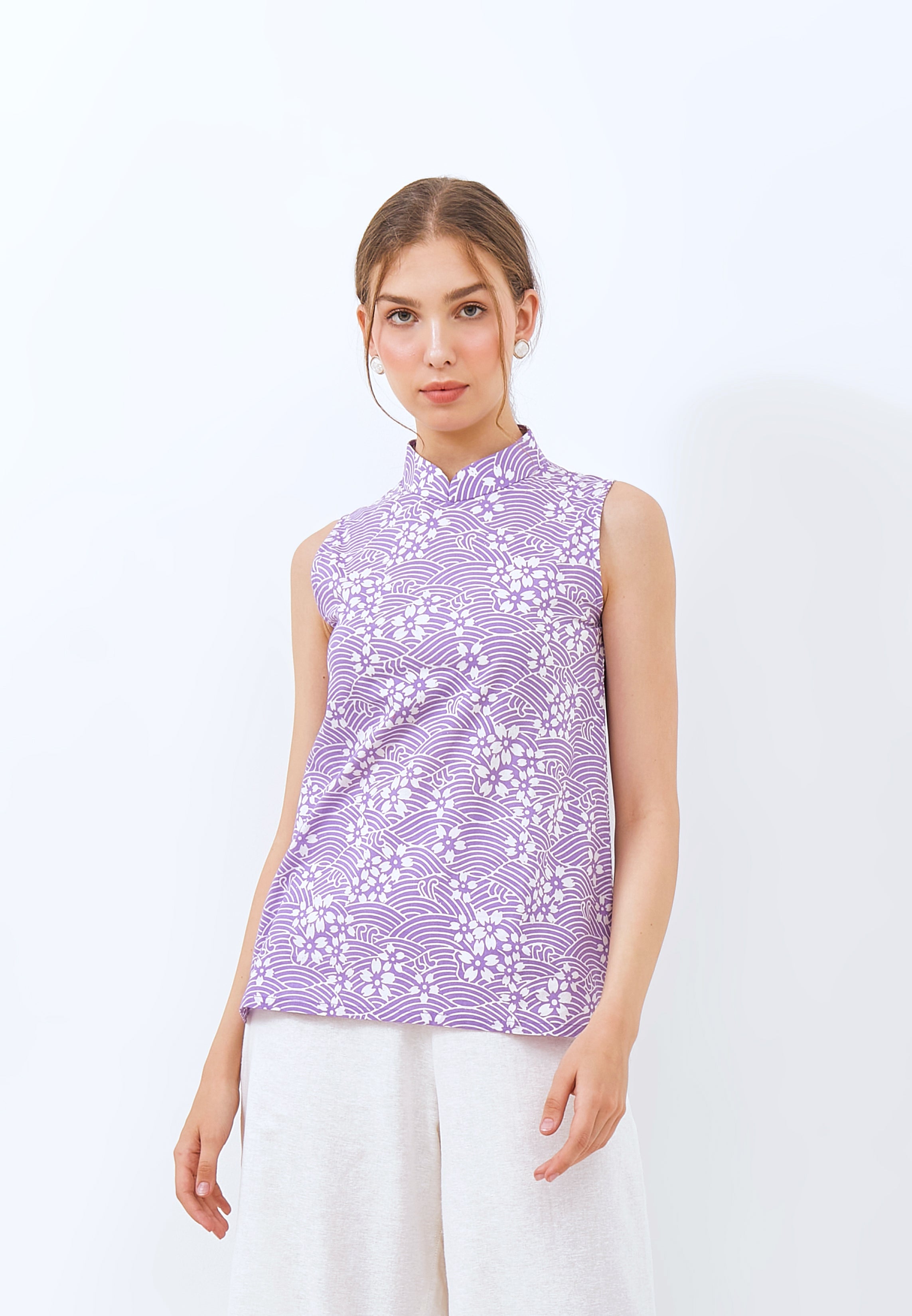 SAKURA さくら LILAC Batik Cheongsam Top