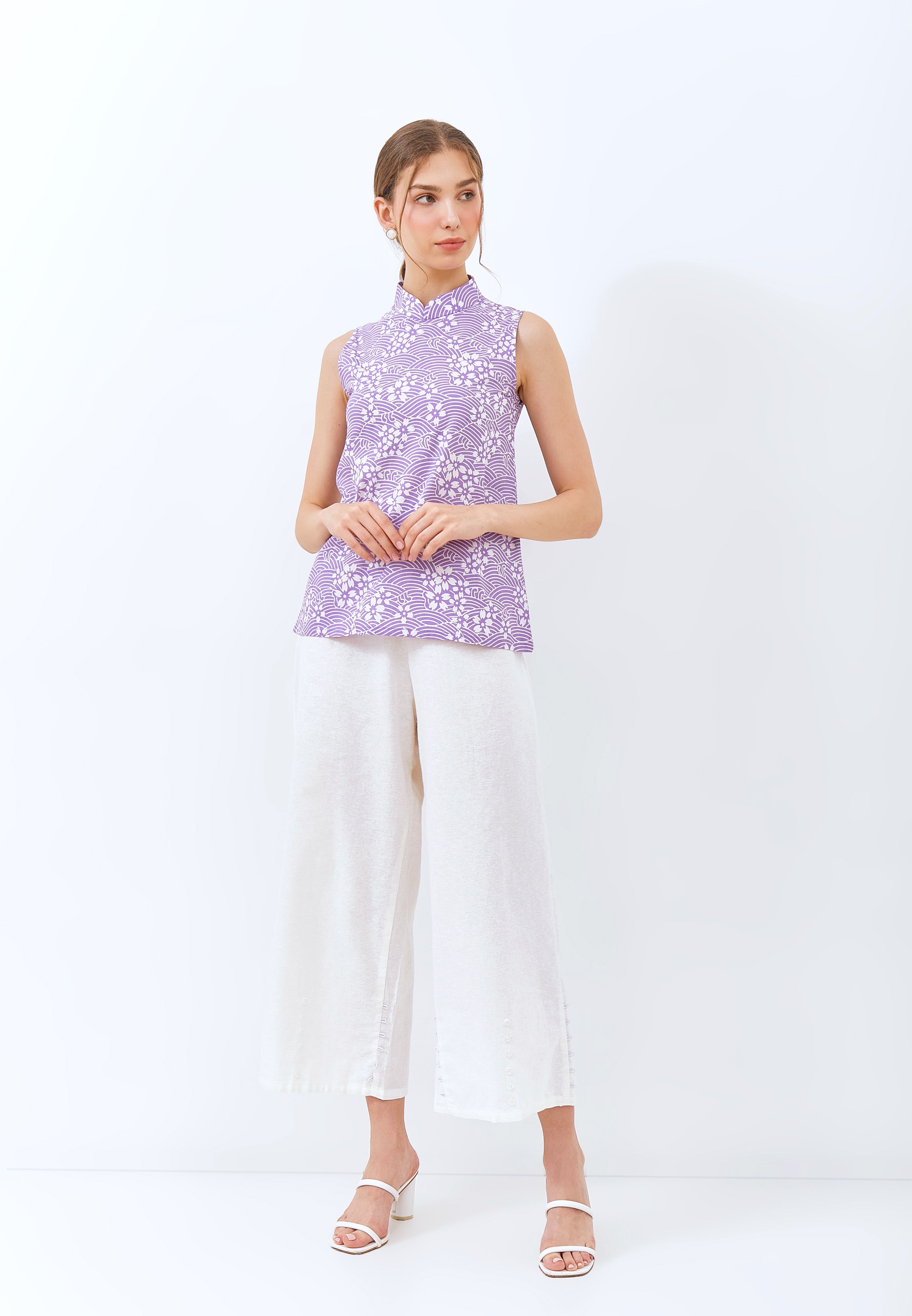 SAKURA さくら LILAC Batik Cheongsam Top