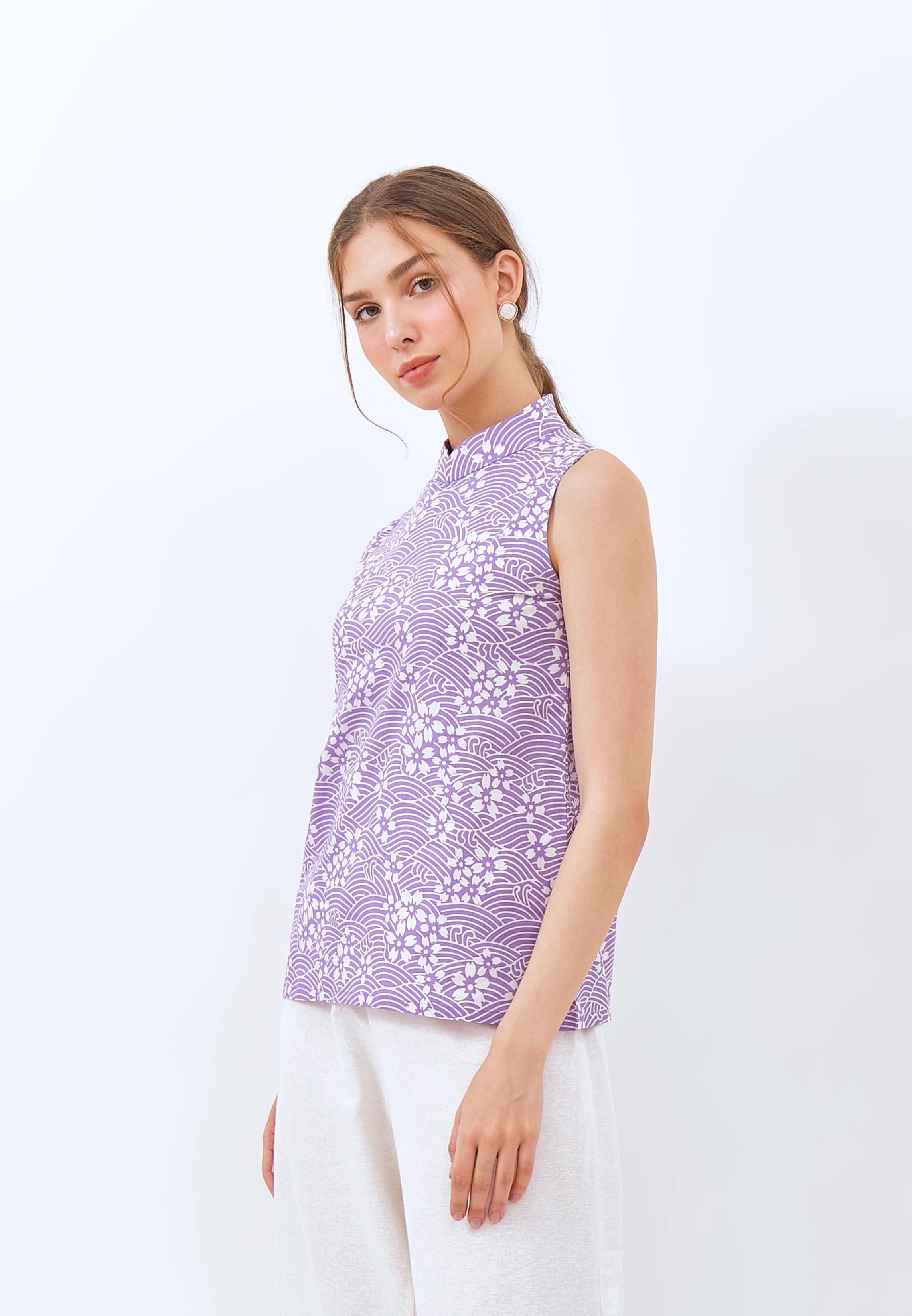 SAKURA さくら LILAC Batik Cheongsam Top