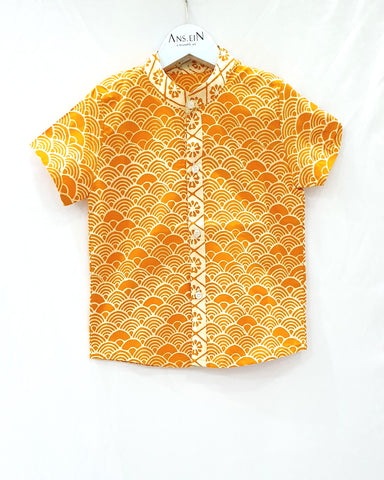 SEIGAIHA せいがいは Batik Boy Shirt Mustard