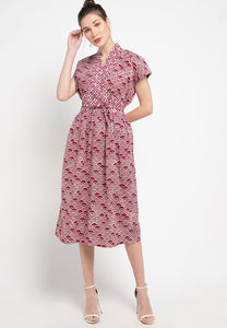 SEIGAIHA せいがいは Flare Dress Burgundy