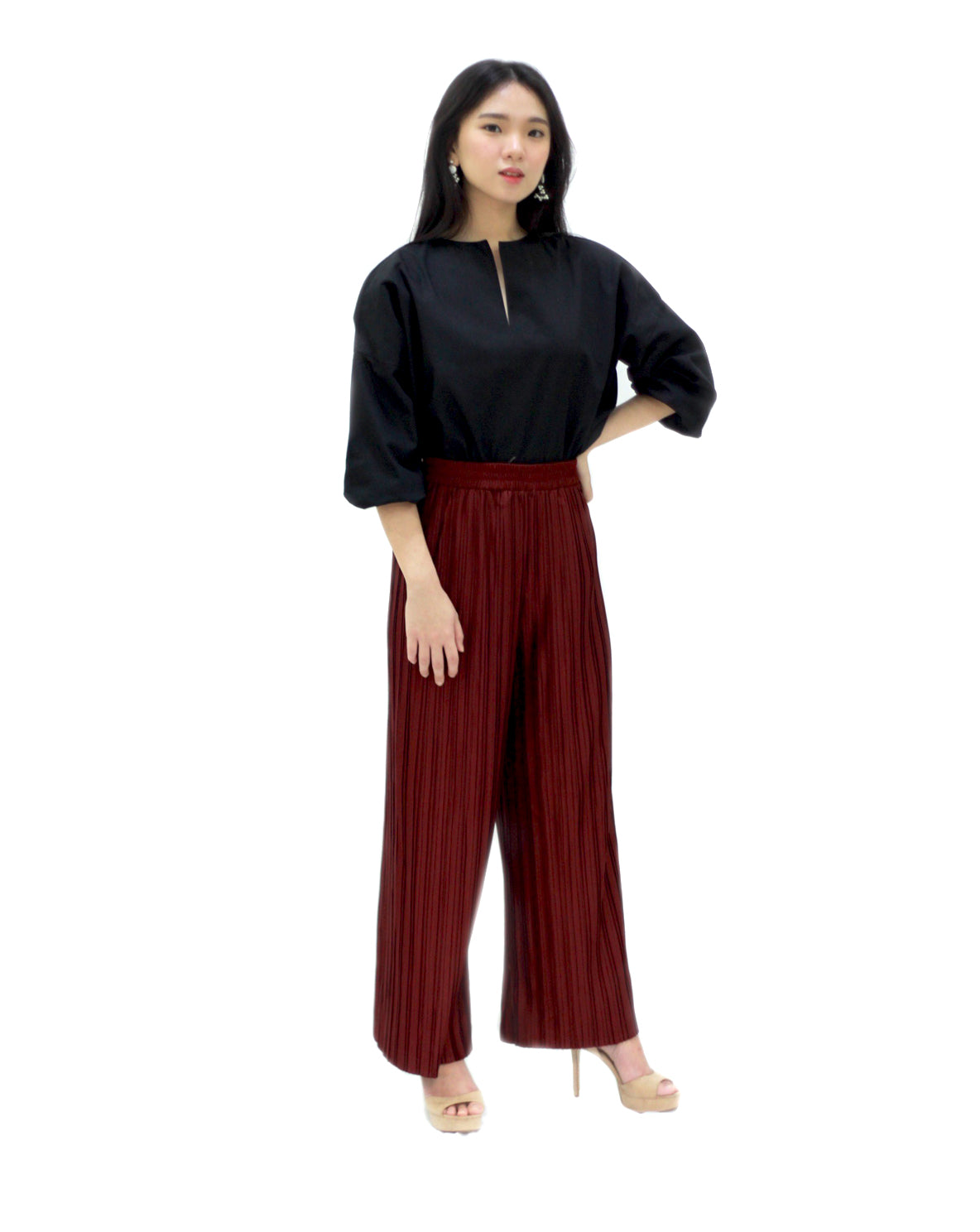 Basic Double Pleated Culottes Maxi