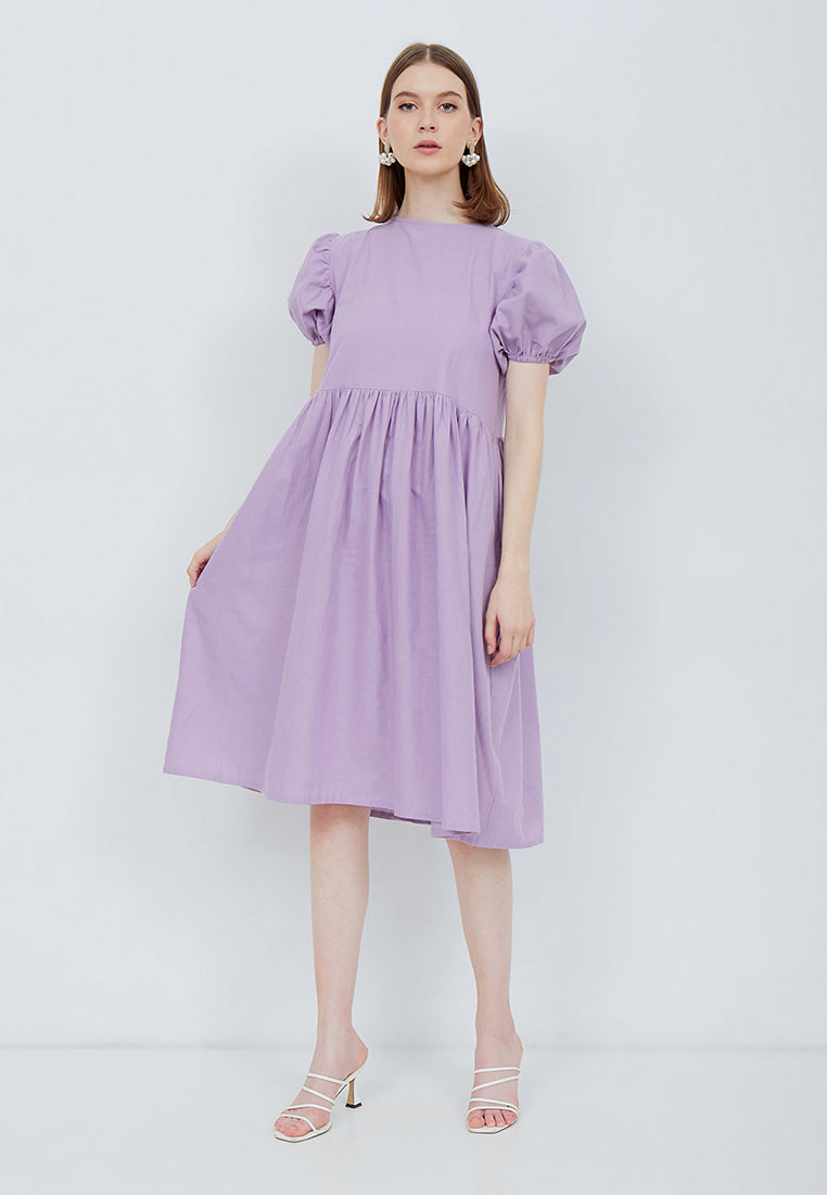 Puff Sleeve Dress Purple