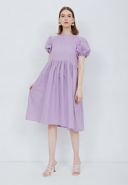 Puff Sleeve Dress Purple #FS50