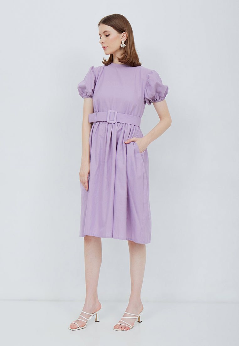 Puff Sleeve Dress Purple