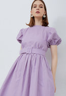 Puff Sleeve Dress Purple